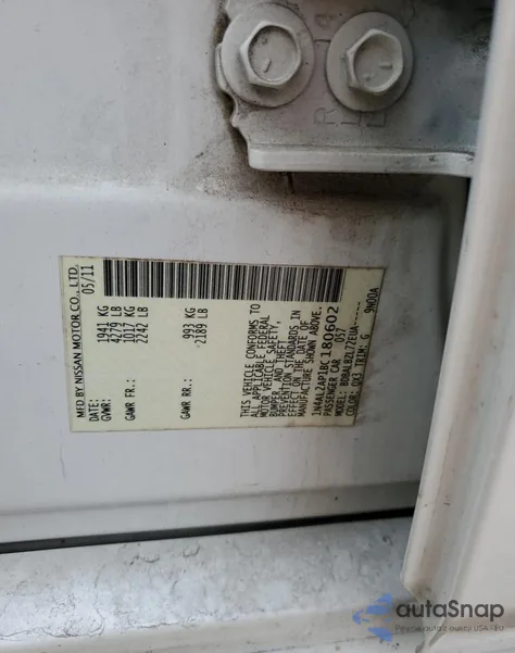 2011 Nissan Altima Base из США, поврежденный, VIN 1N4AL2AP1BC180602